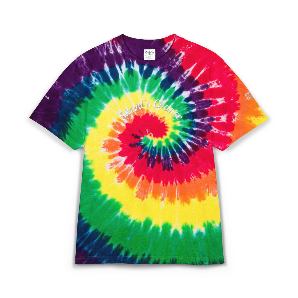 Tie-Dye Spiral Embroidered T-Shirt — Rainbow Oversized Tee