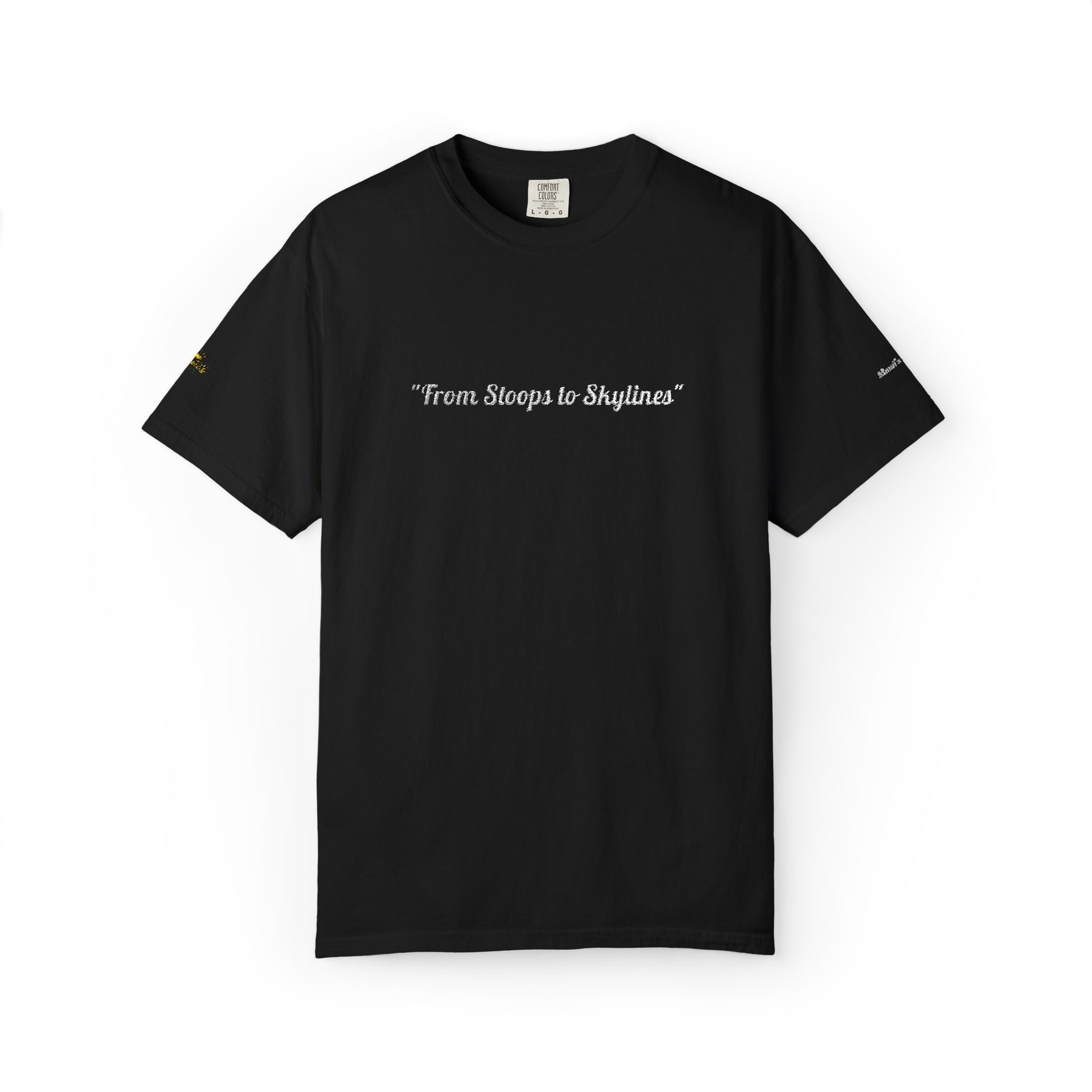 Scribble Line Text Tee/ Stoops to Skylines Minimal Graphic Chest Print