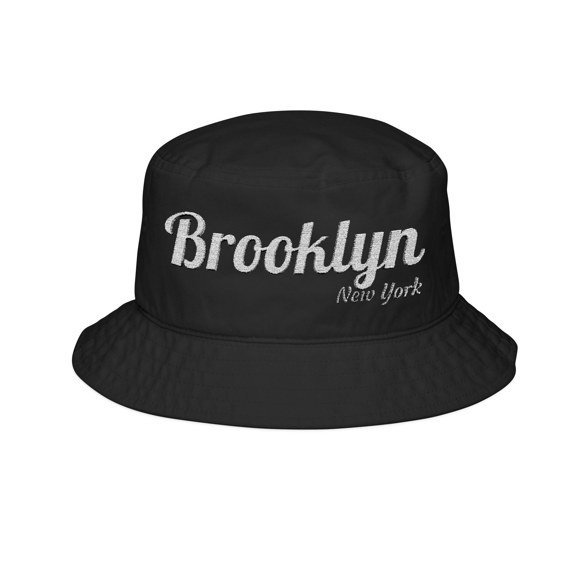 Brooklyn Embroidered Bucket Hat — Retro Script City Cap