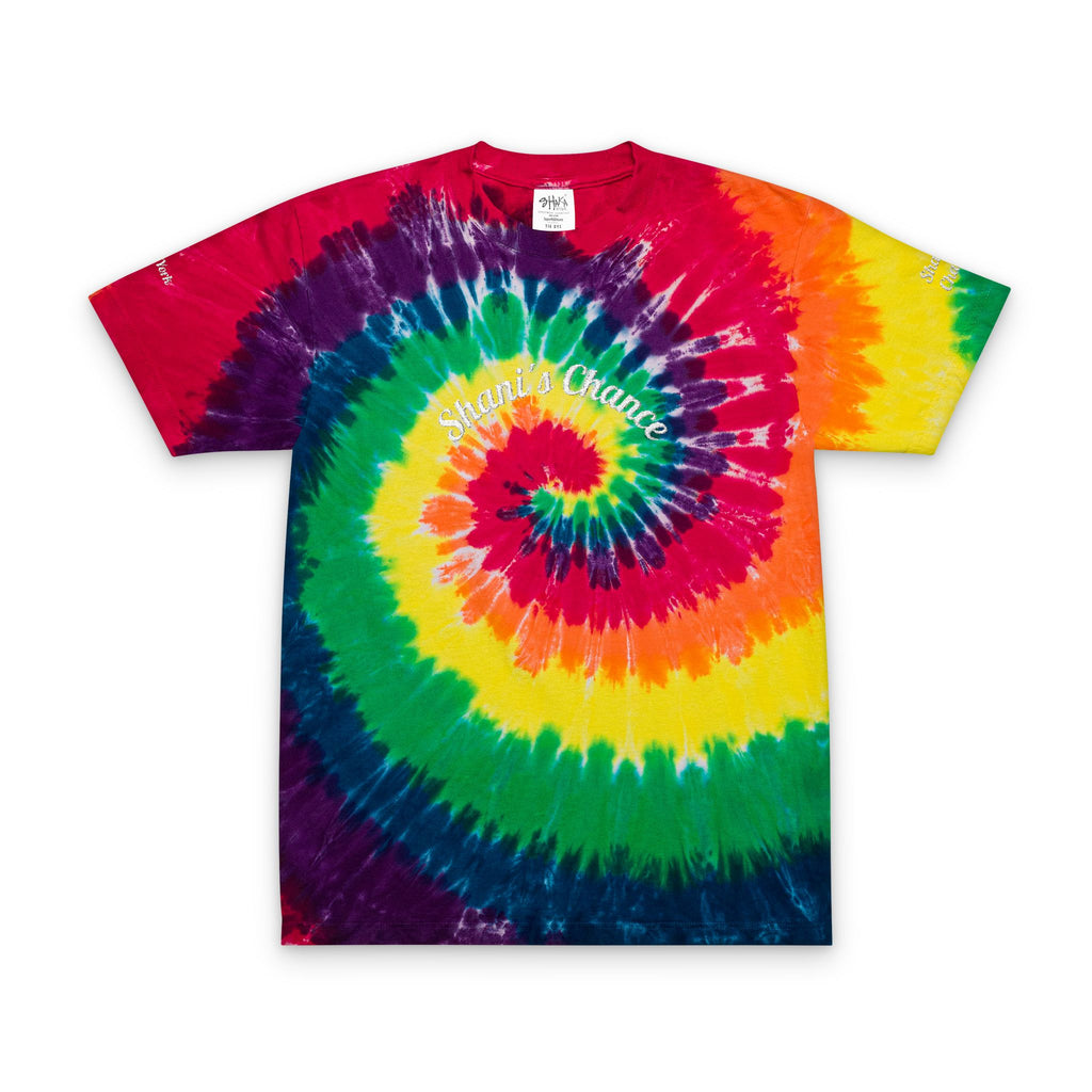 Tie-Dye Spiral Embroidered T-Shirt — Rainbow Oversized Tee