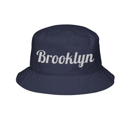 Brooklyn Embroidered Bucket Hat — Retro Script City Cap