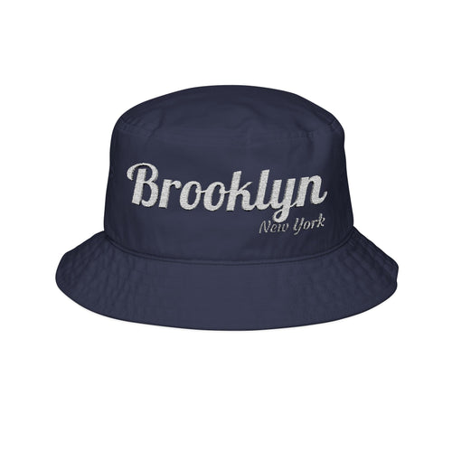 Brooklyn Embroidered Bucket Hat — Retro Script City Cap